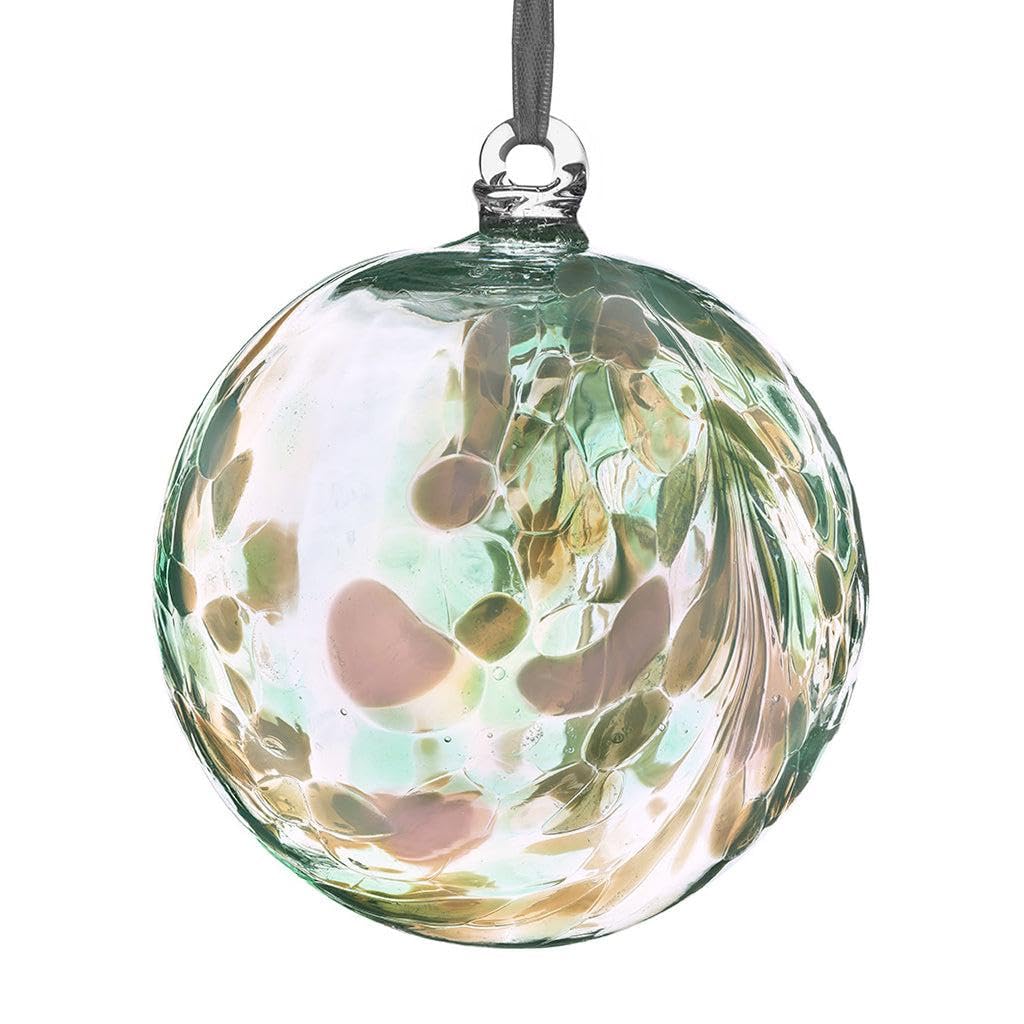 Sienna Glass Unisex Light Green 10Cm Friendship Ball Feather Design Green In