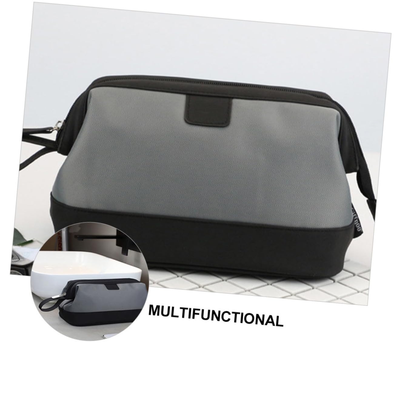 Gatuida Bolsa de Aseo para Hombre Neceser de Viaje Multifuncional con Duradera Compacto y Ligero para Cosméticos y Kit de Higiene Gris