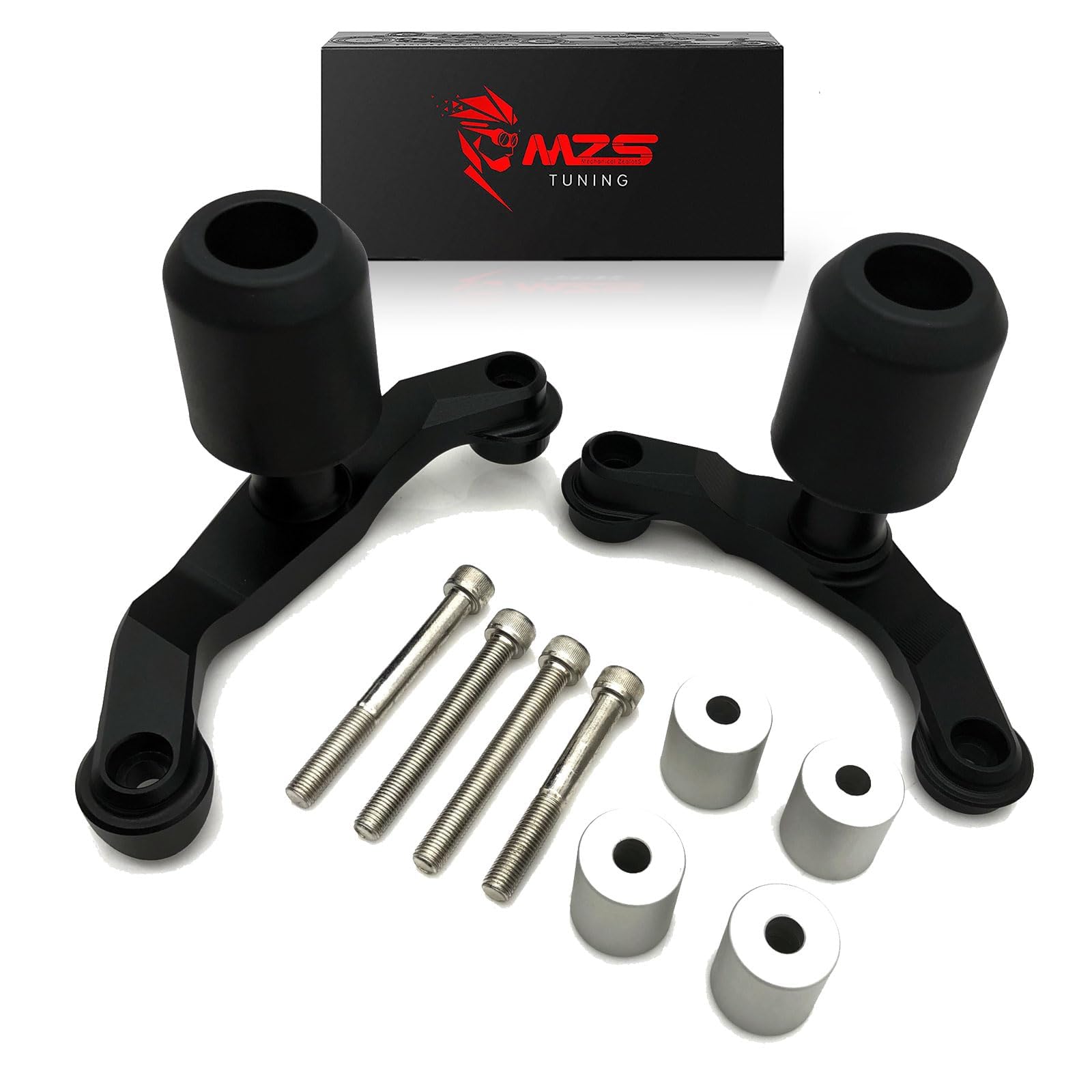 MZS Motorcycle Frame Sliders For Kawasaki Z H2 / ZH2 SE 2020-2023 – No-Cut Crash Protectors, Black Aluminum