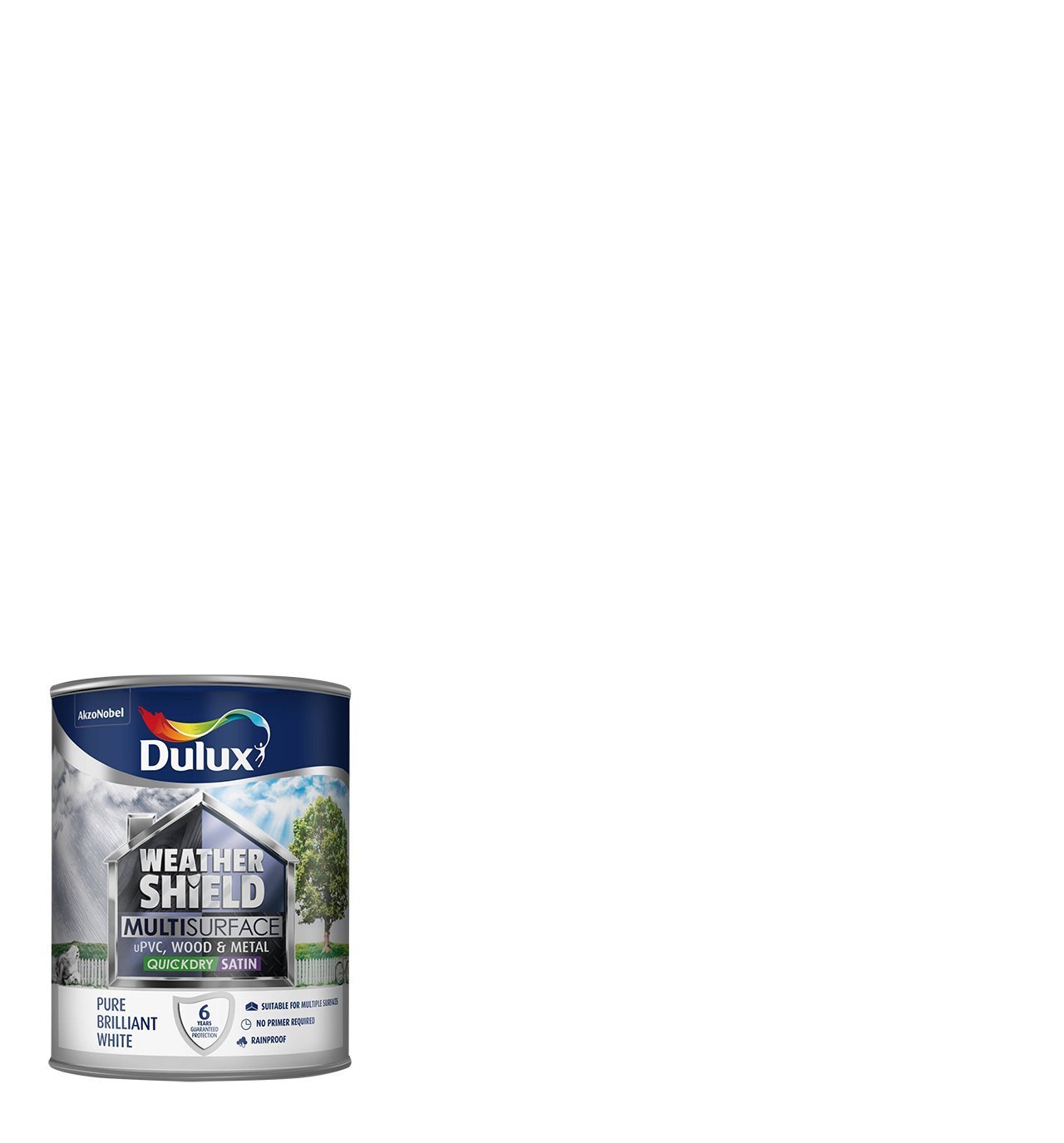 Dulux Weather Shield MultiSurface Quick Dry Satin Paint, 750 ml Pure