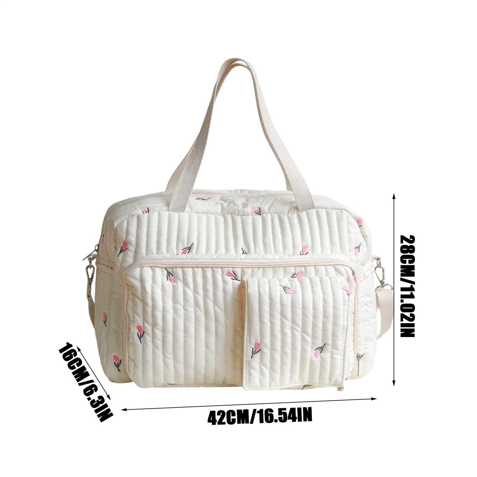 Genérico Bolso pañalera tipo tote | Bolso de Hombro con Estampado Floral para Almacenamiento - para Hospital - para Gimnasio, Escuela, Hospital, Vacaciones, Playa, Parque, Compras, Picnic