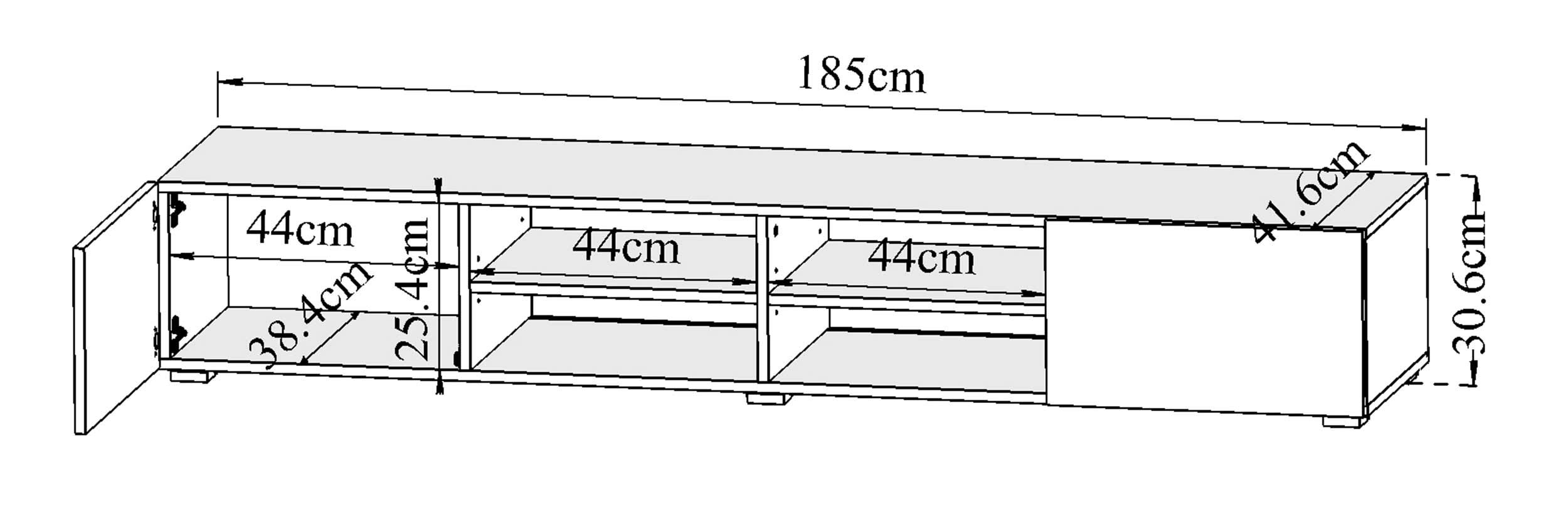 Symbiosis Podium, Tavolino porta tv, rovere naturale e bianco 185x42x31 cm