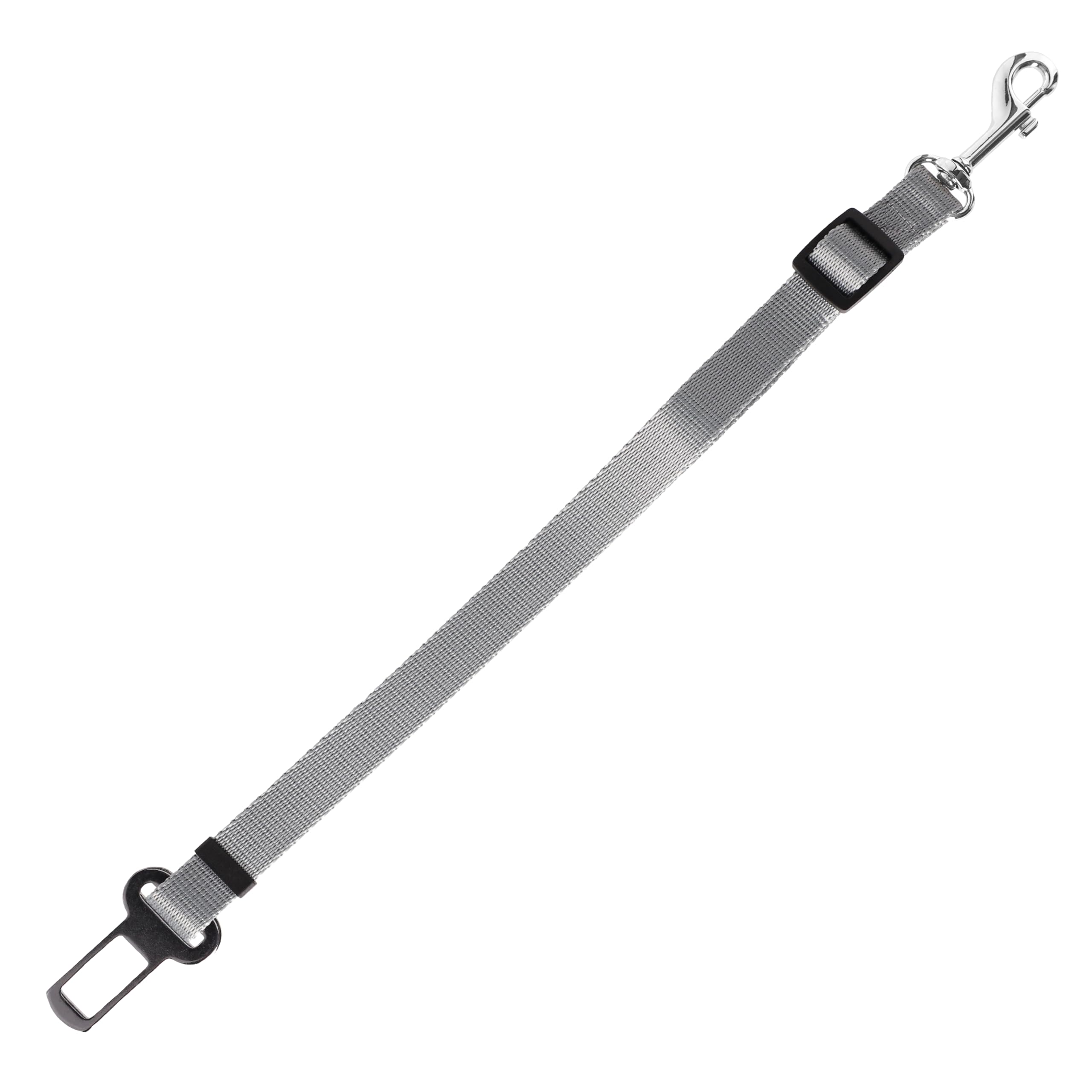 Dingo Waldemar Rutkowski Durable Dog Car Seat Belt for Harness Attachment with Swivel Clip and Chrome Buckle, Handmade and Reliable, Size L, Grey (16790)