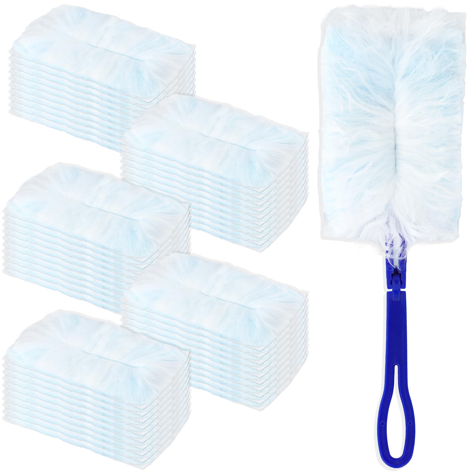Kit Plumeau Avec 40 Recharges Jetables + 1 Poignée - Pour Poussière, Poils D'animaux - Nettoyage Meubles, Coins, Voiture - 5