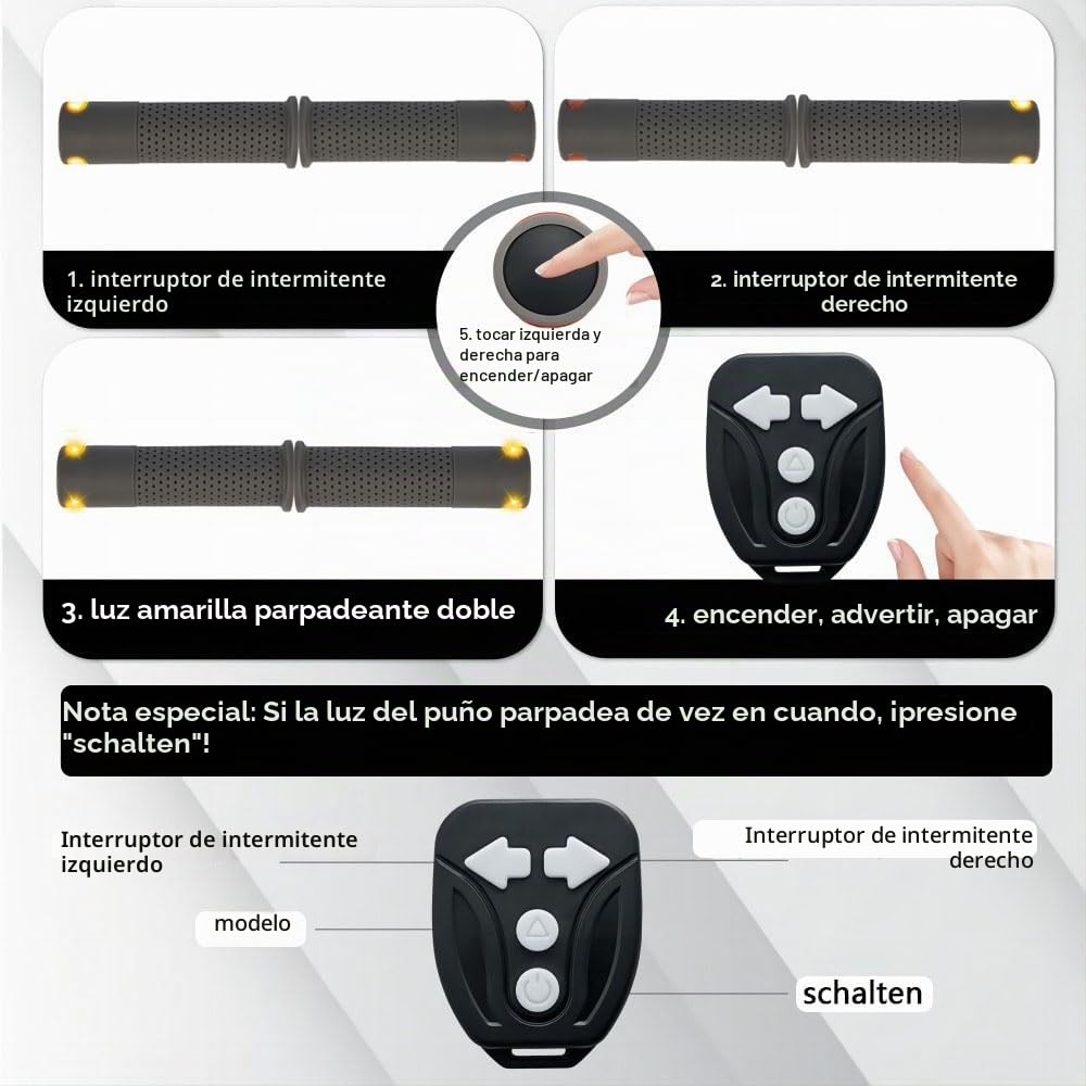 E Scooter Intermitente con Luz Manillar, Carga Inalámbrica en Empuñadura y Mando a Distancia para Xiaomi M365 Pro1 Pro2, Ninebot Max G30 G30D