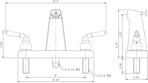 Miniatura 7 de Dura Faucet Desviador clásico económico de dos manijas para bañera y ducha para ducha de mano (cromado pulido)