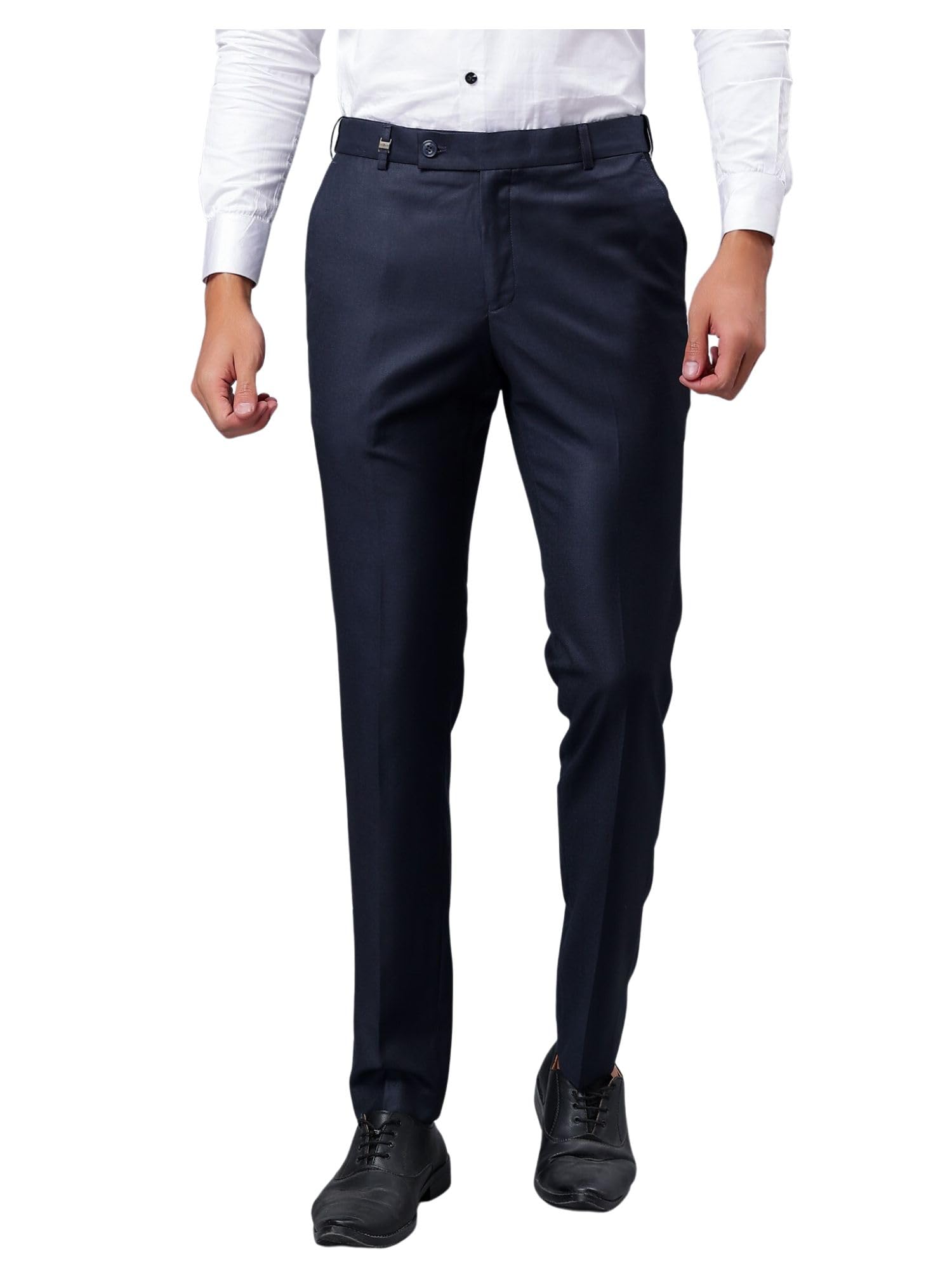 FOLLOWUPMen's Slim Fit Formal Trouser Pant - Flat Front Soft Poly-Viscose Lycra Stretchable (F1002)
