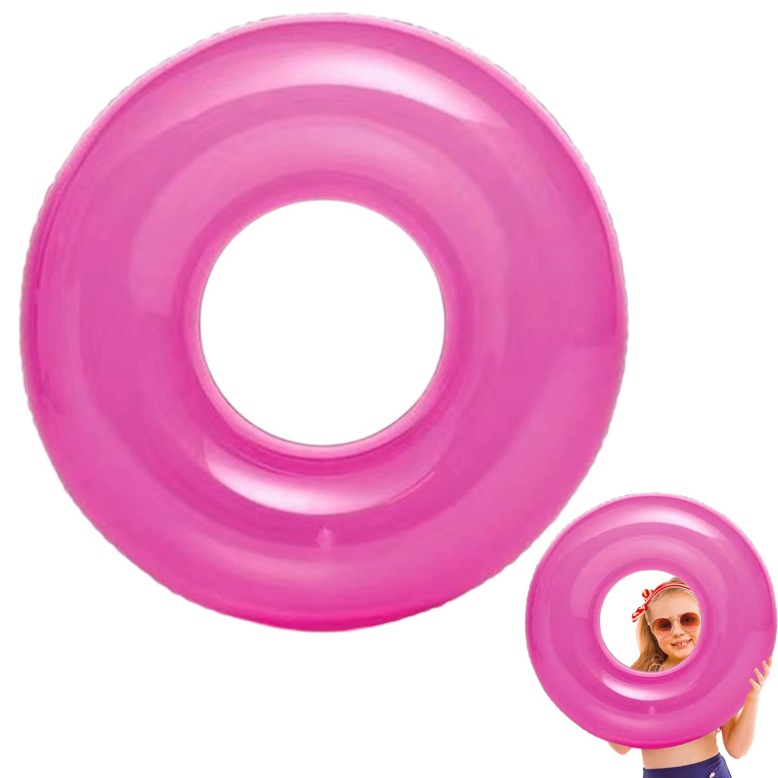 Swimming Rings for Kids Age 6-12, Transparent Inflatable Pool Floats Rubber Ring, 30" (76cm) Red Pool Float Swim Tubes,Summer Swimming Water Beach Toys,Pool Party Decorations,Summer Gift for Kids