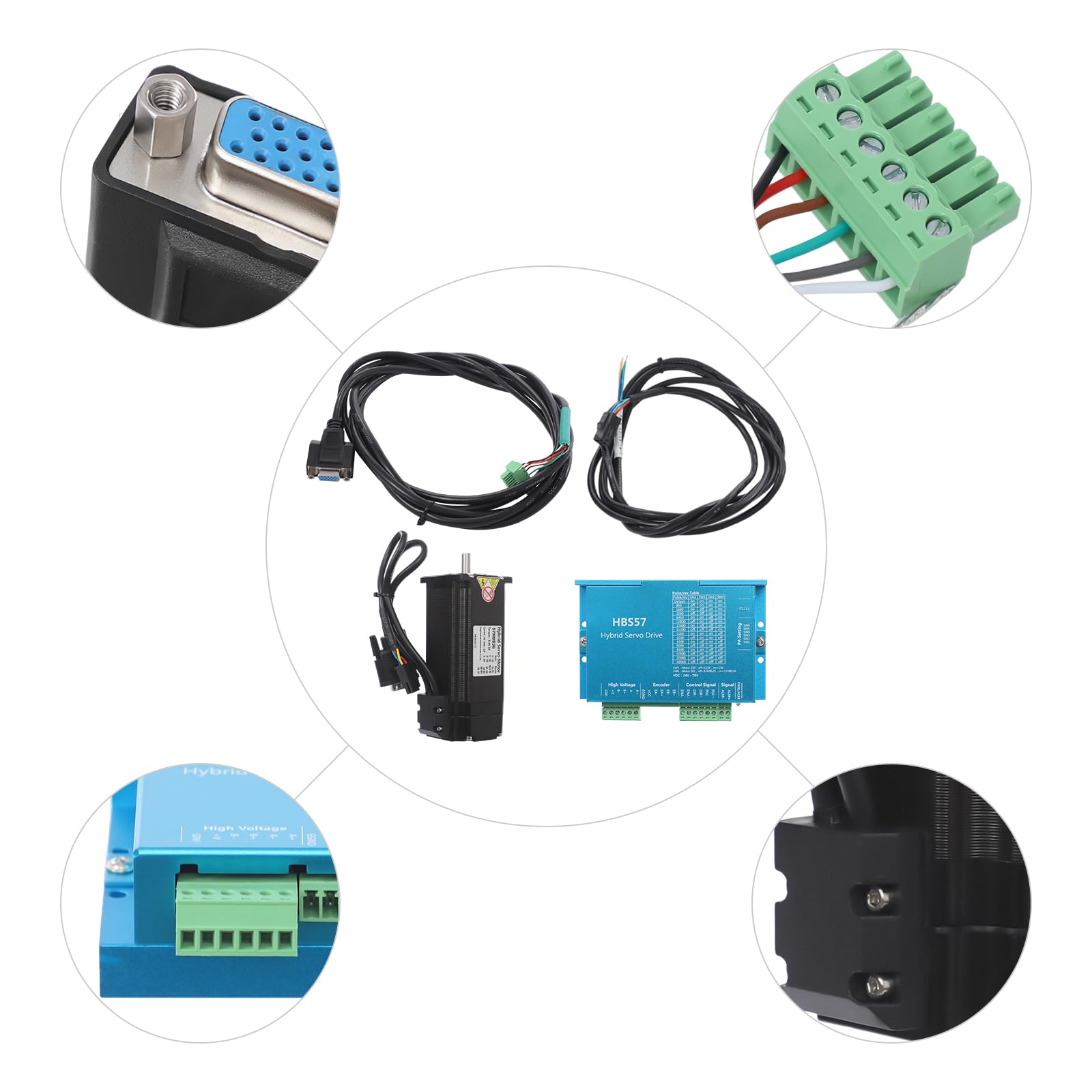 Motore passo-passo Driver HBS57, Closed Loop CNC Stepper Motor Driver + Motore 57HBS30, 3.6Nm, DC24-60V