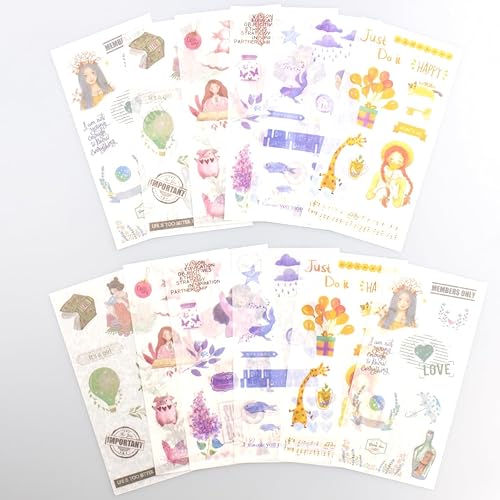 Miniatura 2 de Paquete de 2 calcomanías lindas para diario de niñas, feliz día a día, día a día, Kawaii, conejo, oso, para niños, álbumes de recortes, diario,