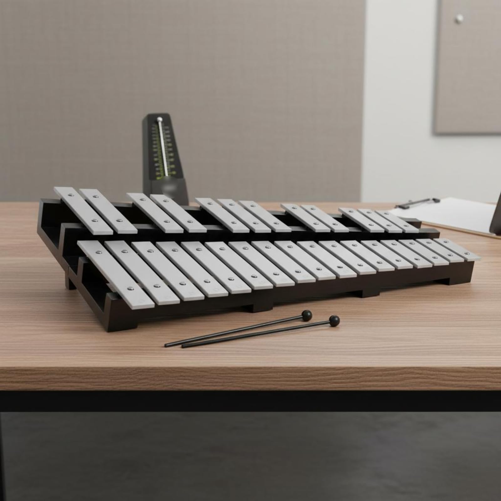 Qianly Glockenspiel Faltbares Xylophon Metallophone Percussion Instrument Lernspielzeug Aluminium Klangplatten Klare Töne mit Tragetasche für Kindergarten Musikaktivitäten Üben Unterwegs