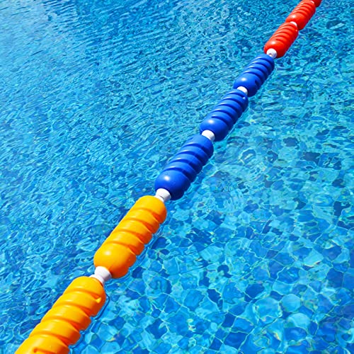 TUOYIBO Pool Lane Divider Floats, 3 10 13 16 20 Ft 26 Feet 30 33 Foot Safety to Divide Swim Contest Shallow/Deep Water Area Distinguish, Yellow Blue White Bobber Nylon Cord Kit 8m