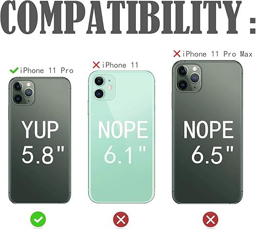 Miniatura 2 de FROLAN Funda de piel de vaca prémium para iPhone 11 Pro con bloqueo RFID, tarjetero de piel auténtica, protección contra caídas, a prueba de golpes,