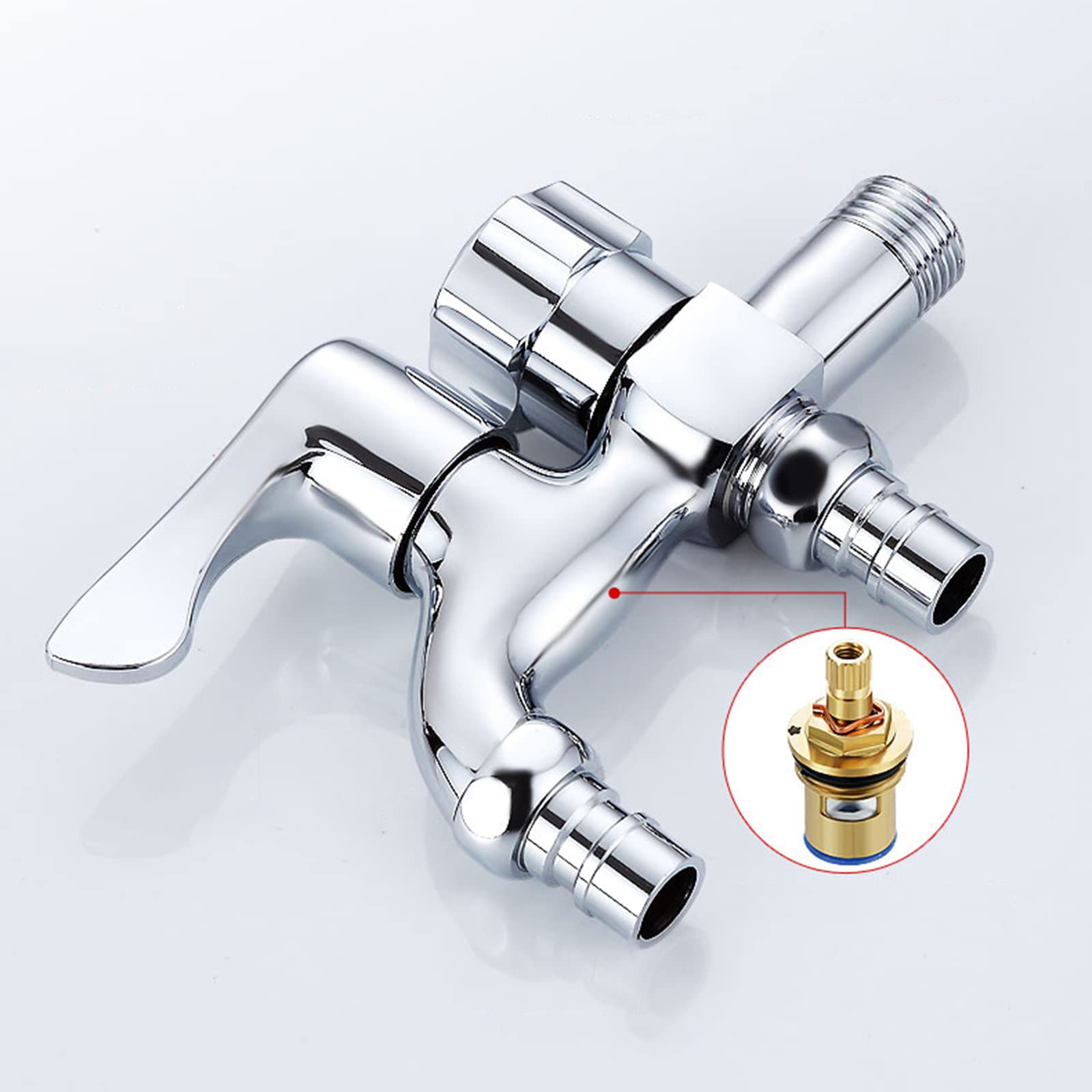 ISCBAFYX Lavadora Grifo de Mezcla de Agua fría Caño Doble Latón Fregadero de lavandería Divisor de Manguera Adaptador de Salida Doble para baño Inodoro, Cromo C (Negro A)