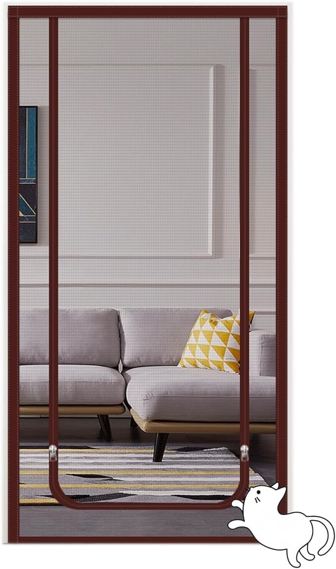 Figpmwld B Double-Sided Zip Cat Screen Door, Cat Screen Door With Zipper, White, Multiple Sizes, Pet Proof Mesh For Patio(,150X220cm)