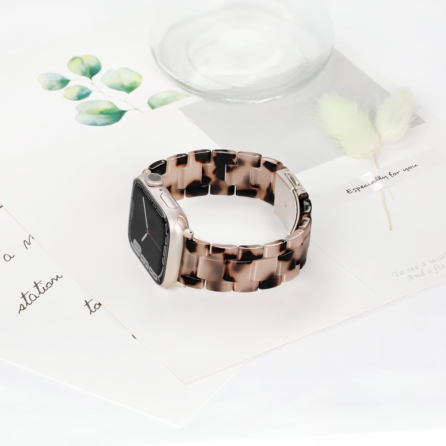 Vamyzji Compatible with Apple Watch Band 41mm 40mm 38mm 42mm 44mm 45mm 46mm 49mm, Light Fashion Resin Tortoise iwatch Band Women for Apple Watch Series 10 Series 9 8 7 6 iWatch SE 5 4 3 2 1, Ultra 2 1 - Image 5