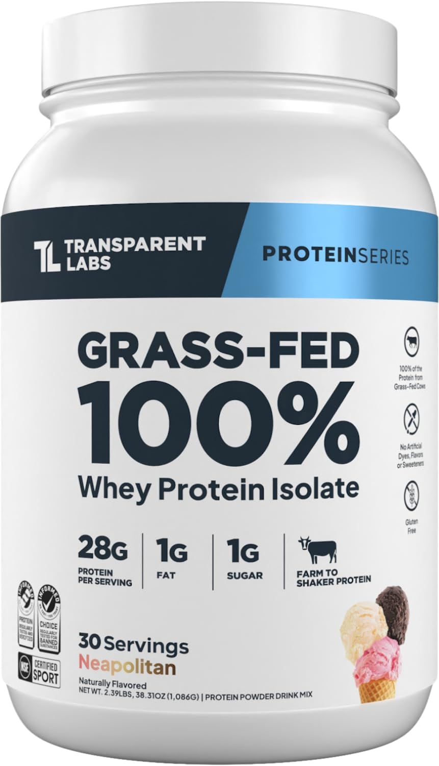 Transparent Labs Grass-Fed Whey Protein - 30 Servings, Neapolitan