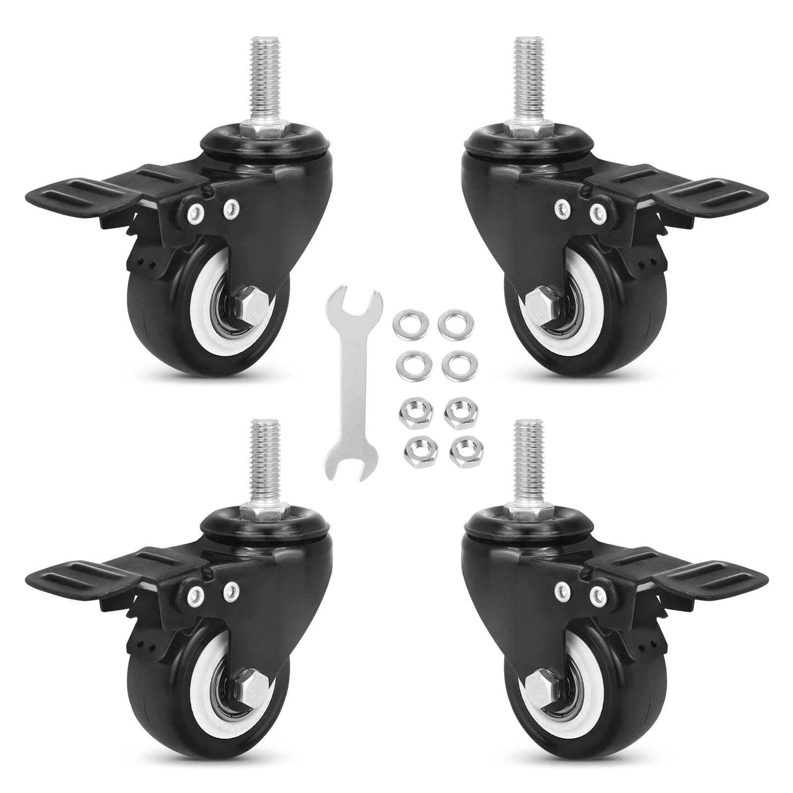 Photo 1 of 2"Stem casters Set of 4 Heavy Duty Inch Threaded Stem 5/16"- 16 x 1" casters Wheels Furniture Wheels 2inch 5/16"- 16 x 1"