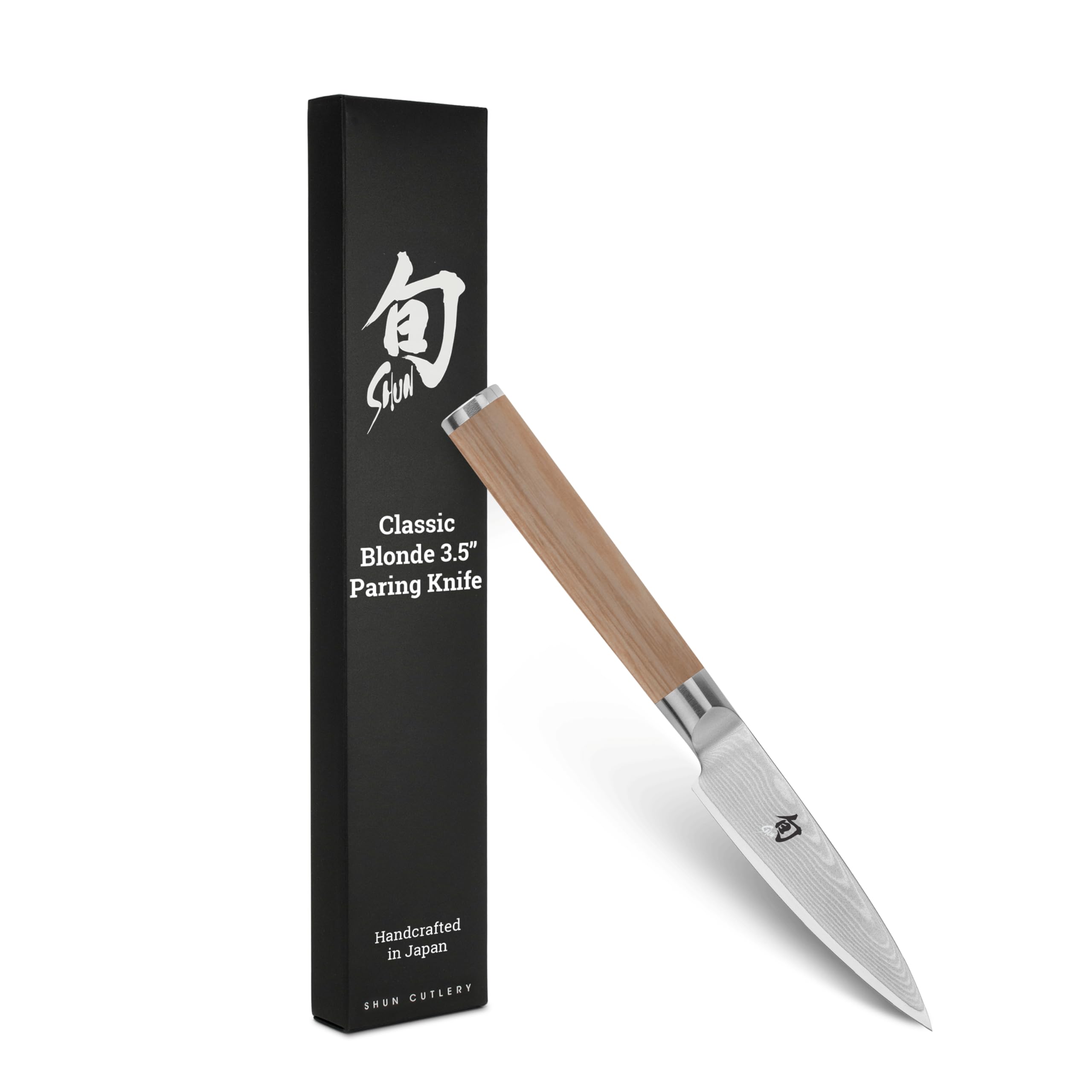 Shun Classic Blonde 3.5" Paring Knife, Handcrafted Japanese Vegetable & Fruit Knife, VG-MAX Core with Damascus Stainless Steel Cladding, Pakkawood Handle, Small Tool for Peeling, Coring & Cutting