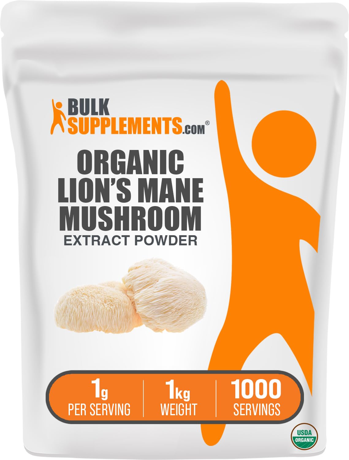 BulkSupplements com Organic Lions Mane Mushroom Extract Powder - Lions Mane Supplement Powder Lions Mane Extract - Mushroom