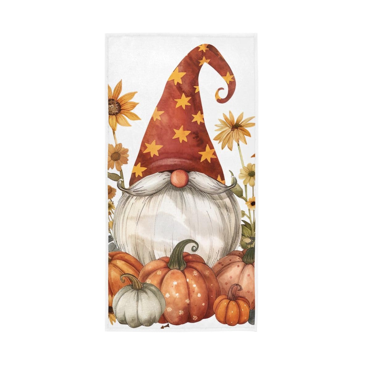 HUYGD Gnome Autumn Floral Farmhouse Hand Towels Bathroom, Hand Towel for Bathroom, Travel, Camp, Hotel, Spa 15 x 30 Inches