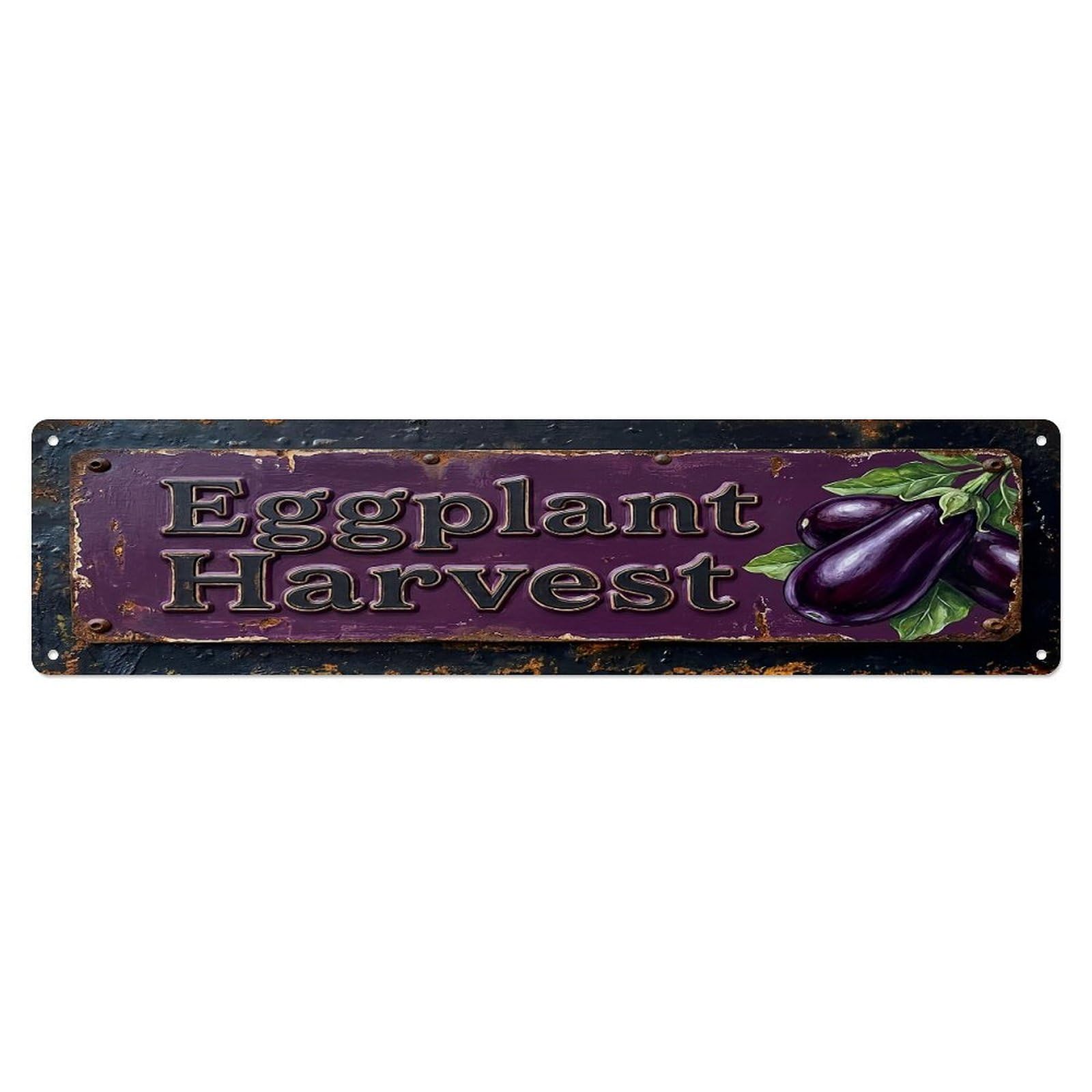 Vintage Eggplant Harvest Purple Farmhouse Metal Tin Sign