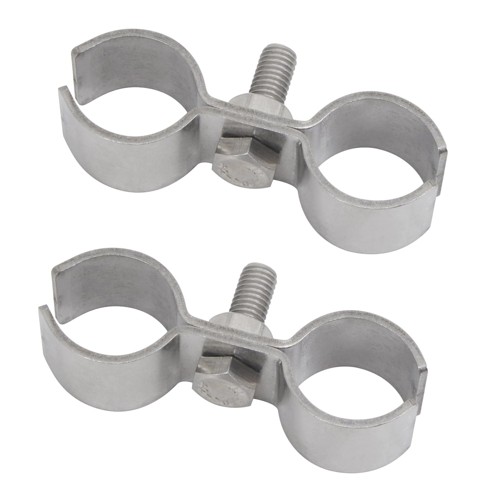2Pcs Double Pipe Clamp 304 Stainless Steel Dual Pipe Tube Clip with Bolt and Nut for 32mm Tubes