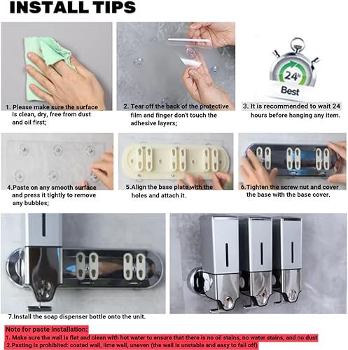 No-Drill - Dispensador de jabón manual de cabezal de presión manual de 16.9 fl oz, dispensador de jabón para ducha y champú líquido con recipiente