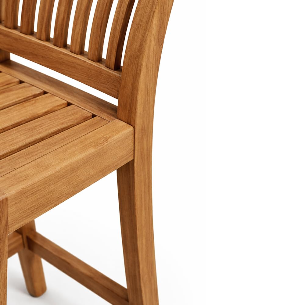 TABOURET TABOURET wysoki stołek barowy z drewna tekowego, do ogrodu, patio i kuchni na zewnątrz, wysokie siedzisko z ergonomicznym oparciem z drewna tekowego Golden | 115 x 57 x 45 cm