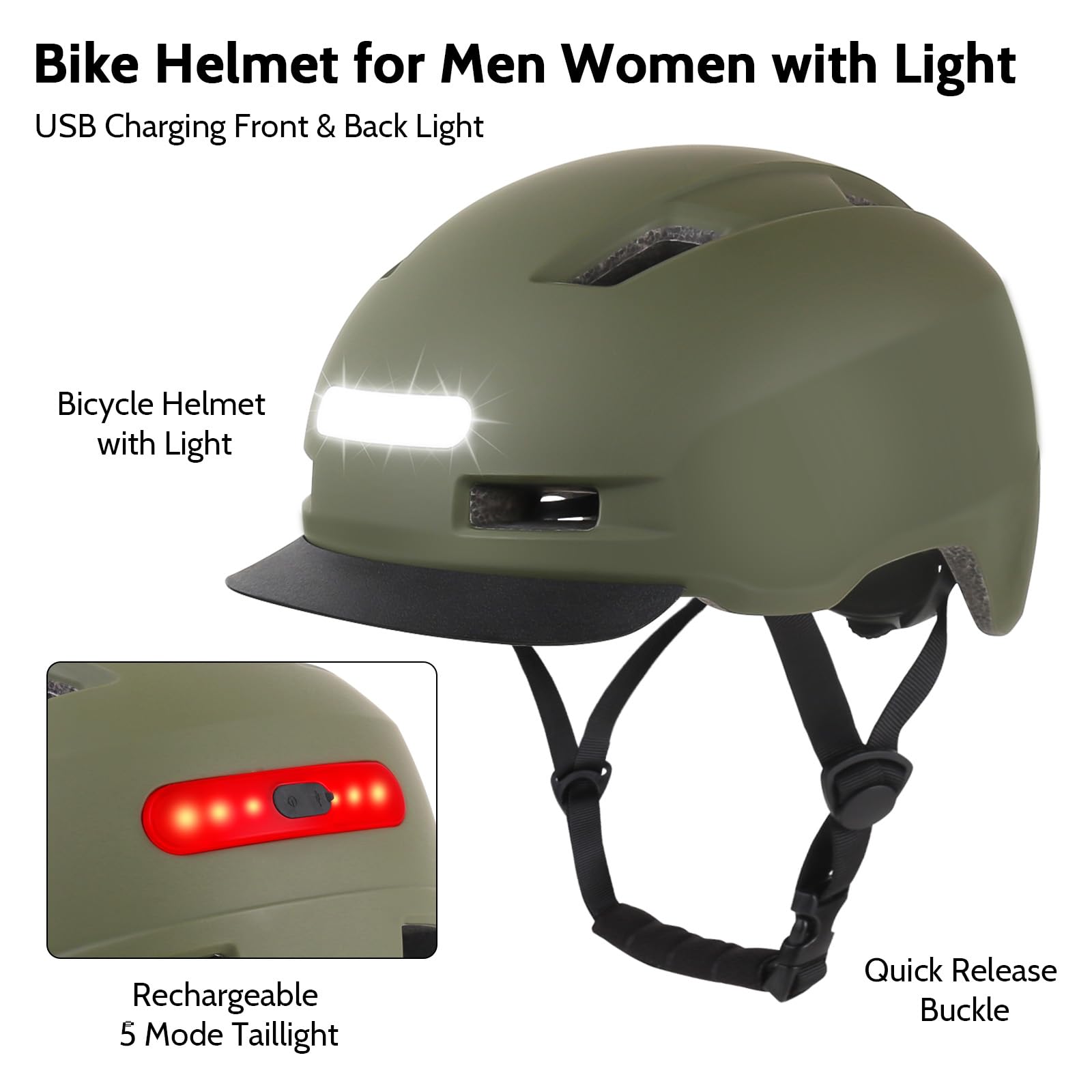 Shinmax Bicycle Helmet for Men and Women Bike Helmet with Light, 5 Modes, Bicycle Helmet with Visor, Mountain Bike Helmet - Image 2
