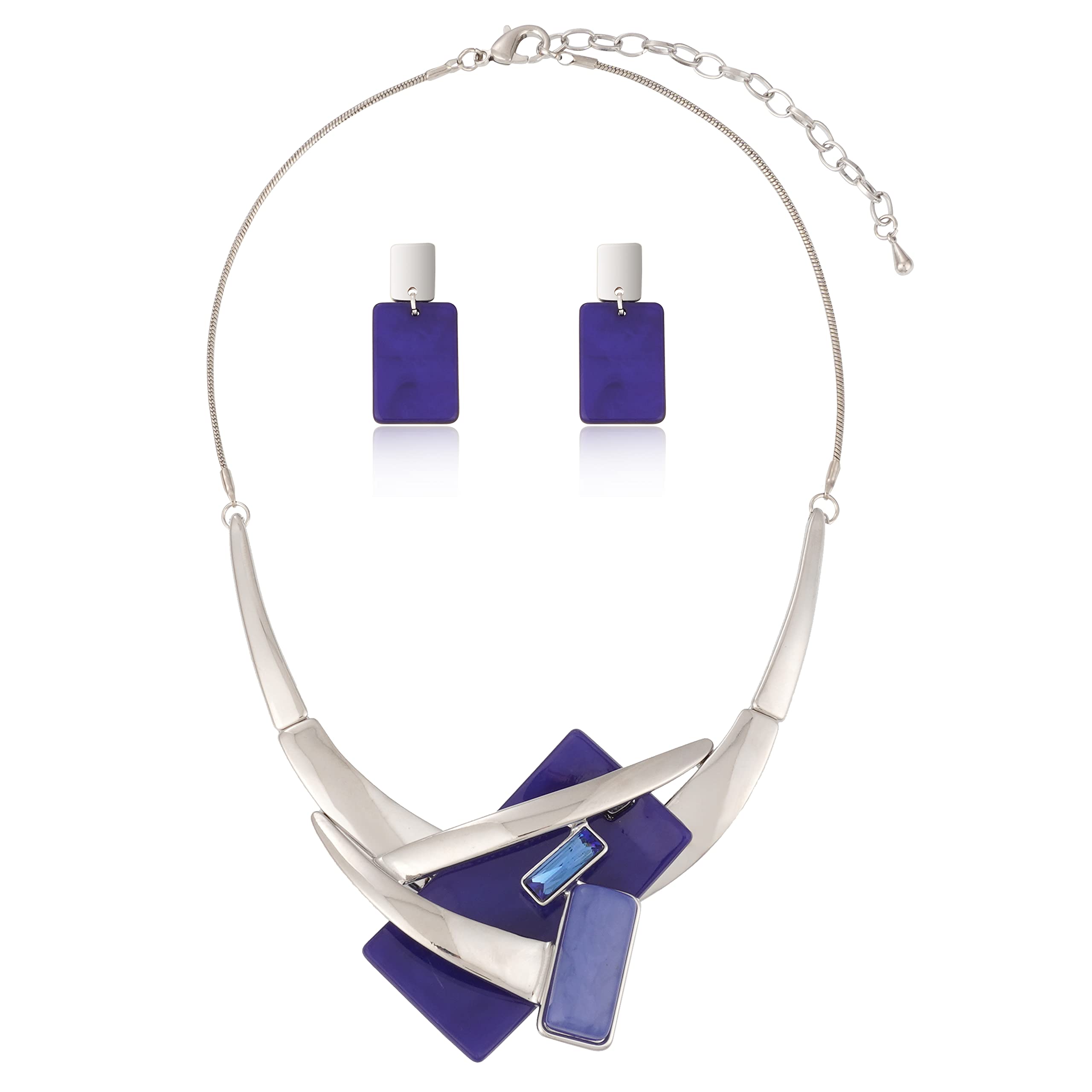 Mycitta Vintage Chunky Statement Jewelry Set Retro Leaf Floral Geometric Bohemian Boho Bib Necklace Earring Set Fashion Costume Jewelry for Women