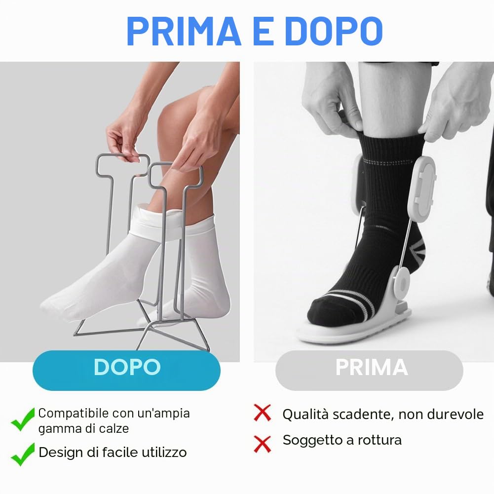 Supporto per calze, aiuto per calze a compressione, supporto per calze in metallo, per anziani, donne incinte e persone con mobilità ridotta dopo l'intervento chirurgico all'anca