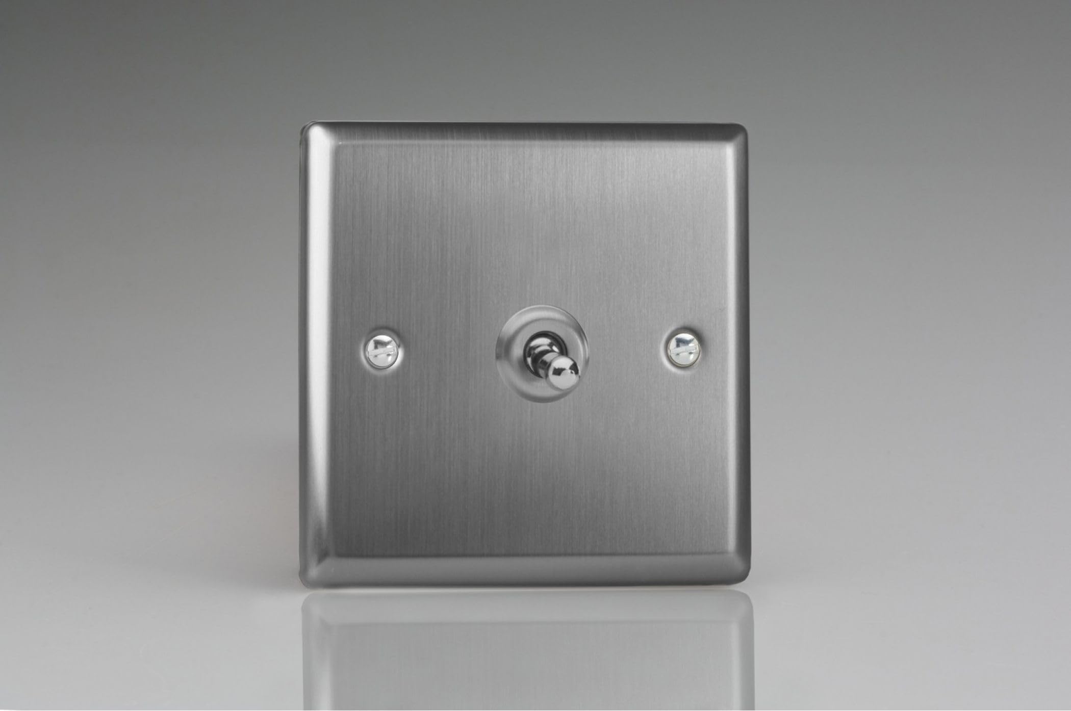 Varilight Single Toggle Light Switch Intermediate - Classic Brushed Steel With Brushed Steel Toggle, XTT7