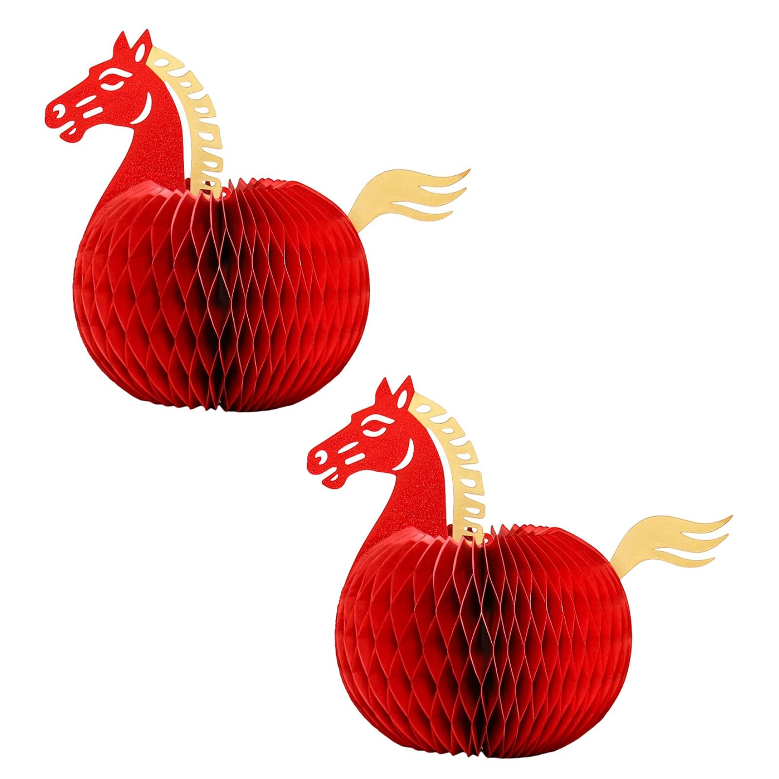 Msioytog 2Pcs Festival Horse Sculpture Paper Folding Ornament for Chinese Spring Festival Celebration and Tabletop Shelf Display Chinese Horse Decoration