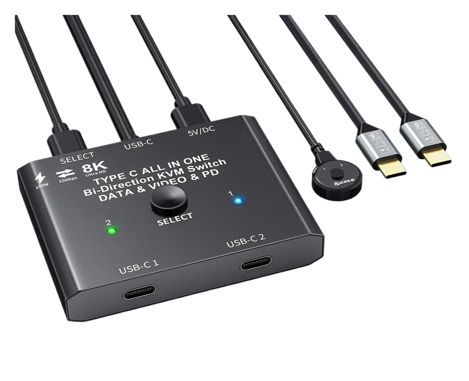 USB C Switch USB Type C KVM Switcher 8K@60Hz 4K@120Hz Video/10Gbps Data Transfer PD 100W Charging Compatible with Thunderbolt-image-27