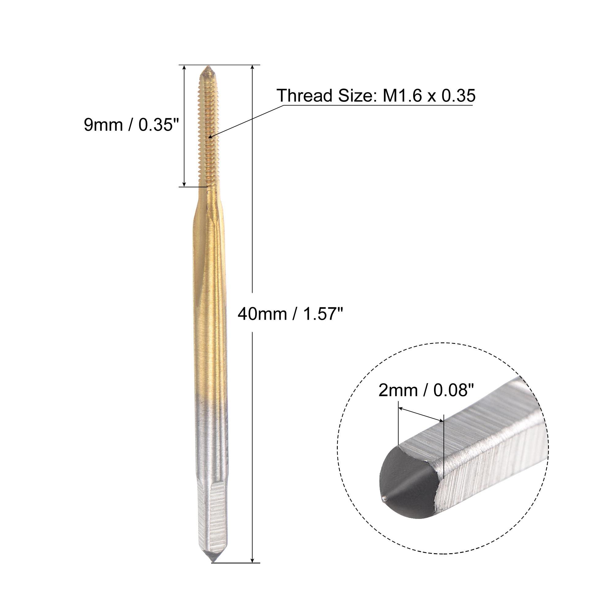 uxcell Thread Tap Metric M1.6 x 0.35, Titanium Coated Cobalt