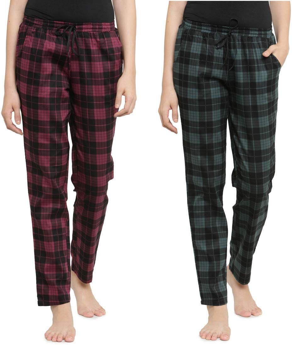 Women Cotton Checked Printed Women's Pyjama Set Pack of 2pc-image-15