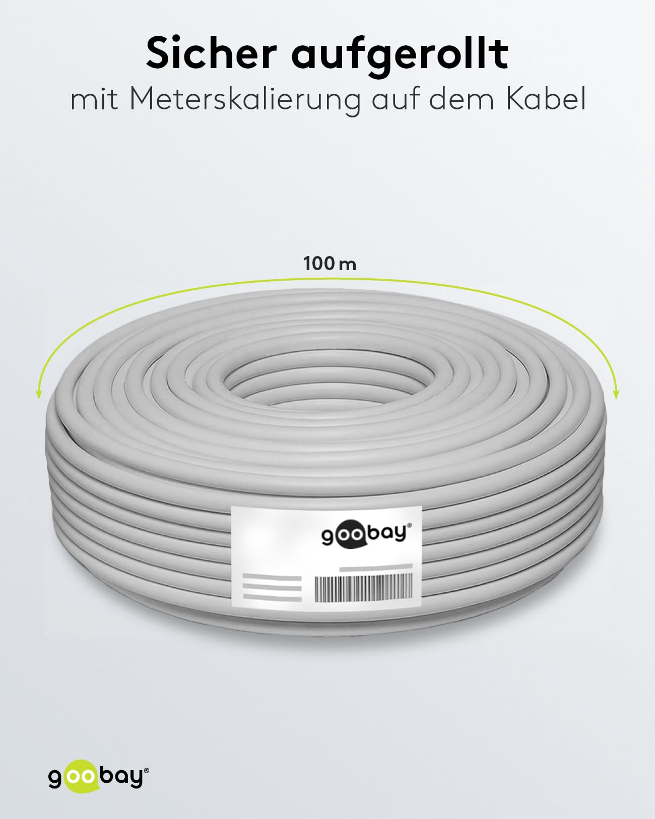 Goobay 27518 120 dB Câble d'antenne Coaxial, 4x Blindé, CCS, Blanc, 100m Longueur