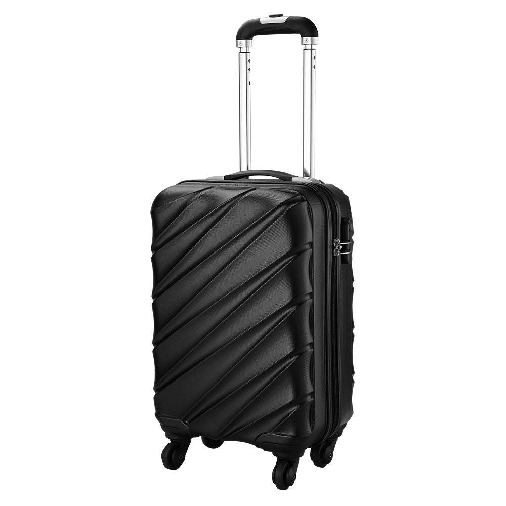 Cabin Max Tuscany Super Lightweight 2.4kg ABS Hard Shell Travel Carry On Cabin Hand Luggage Suitcase with 4 wheels, Approved for Ryanair, Easyjet, British Airways, and Many More, (Black)