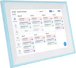 Smart Family Planner Tela de Toque HD de 10,1 Polegadas Calendário Digital Interativo WiFi Com Gráfico de Tarefas para Casa, Agendador de Refeições - Upload de Fotos para