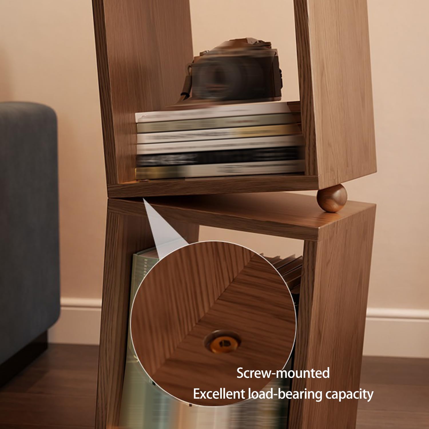 Unregelmäßig Geformtes Kleines Standregal,Tragbares Mini-Bücherregal,Offenes Vitrinenregal,Zweistöckiges Holzregal Für Wohnzimmer Schlafzimmer Arbeitszimmer Büro,Weiß,80x35x30cm
