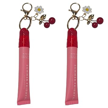 Lip Gloss Keychain Cap Compatible with Summer Fridays 0.5 Oz Lip Balm, Lipgloss Holder, Lip Balm HolderRed