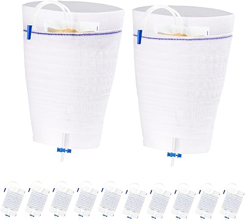 10 paquetes de bolsas de drenaje urinario de 3.9 onzas líquidas con válvula antirreflujo + 2 soportes para bolsa de pierna de catéter para un apoyo