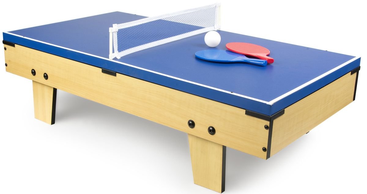 Leomark Table de Babyfoot 4 in 1 Multifonctionnel Jeu de Football,Bilard, Tenis, Hockey Baby-Foot, Baby Foot Table En Bois Jeu de Football Petite Taille Universel