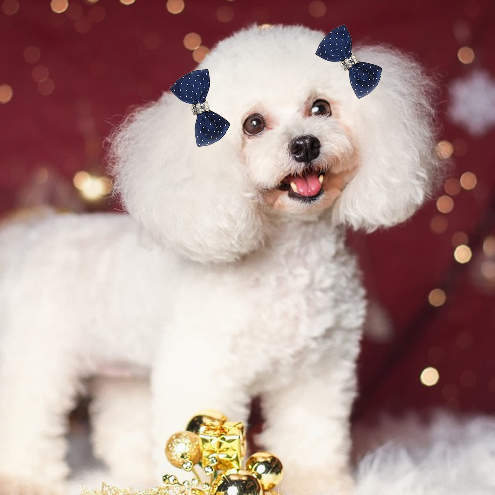 Vitdipy 20pcs Pet Hair Bows, Handcrafted Cute Fashionable Dog Grooming Topknot Hair Bows with Rubber Band for Puppy Cats Rabbits - Image 2