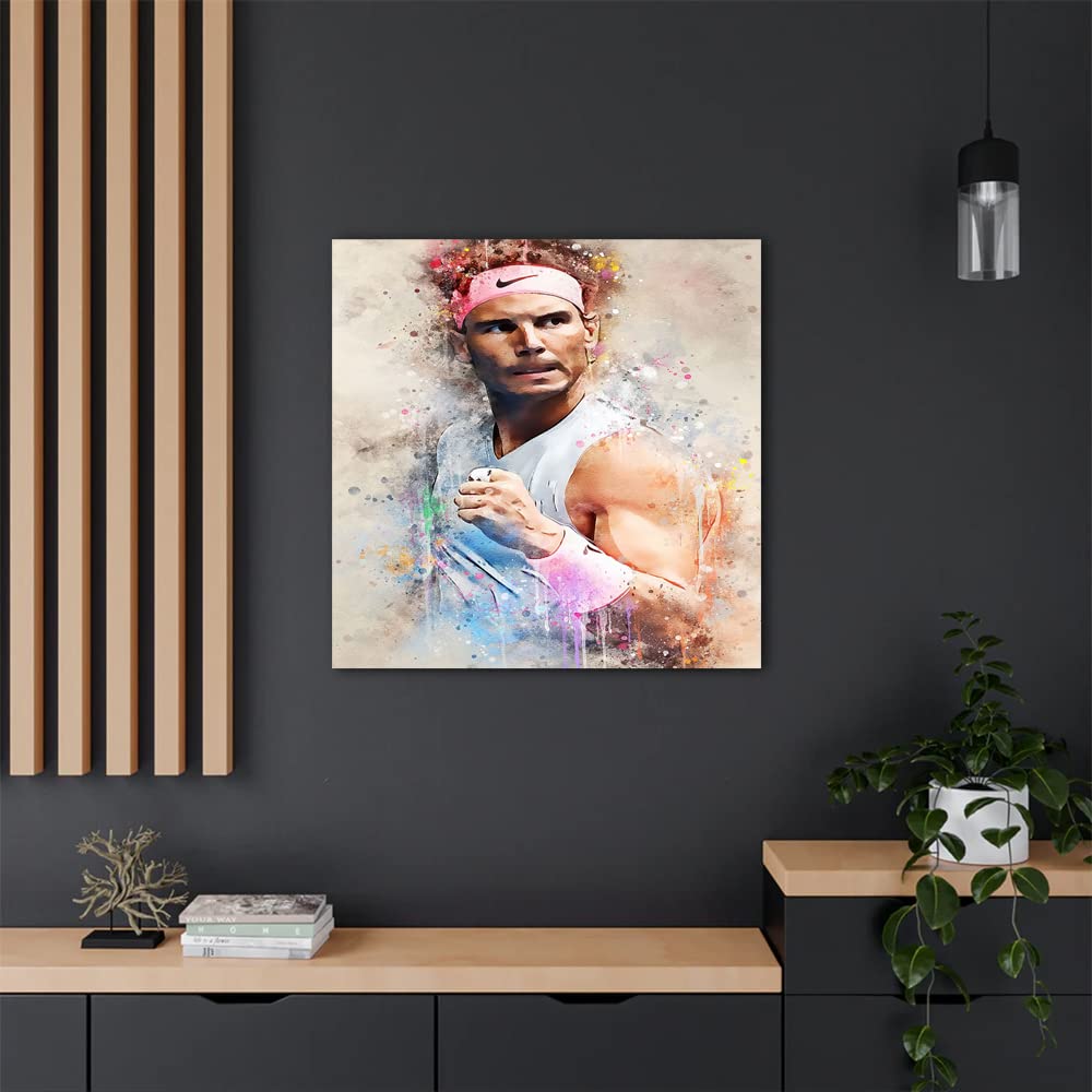 VERRE ART Printed Framed Canvas Painting for Home Decor Office Wall Studio Wall Living Room Decoration (14x14inch Wrapped) - Rafael Nadal