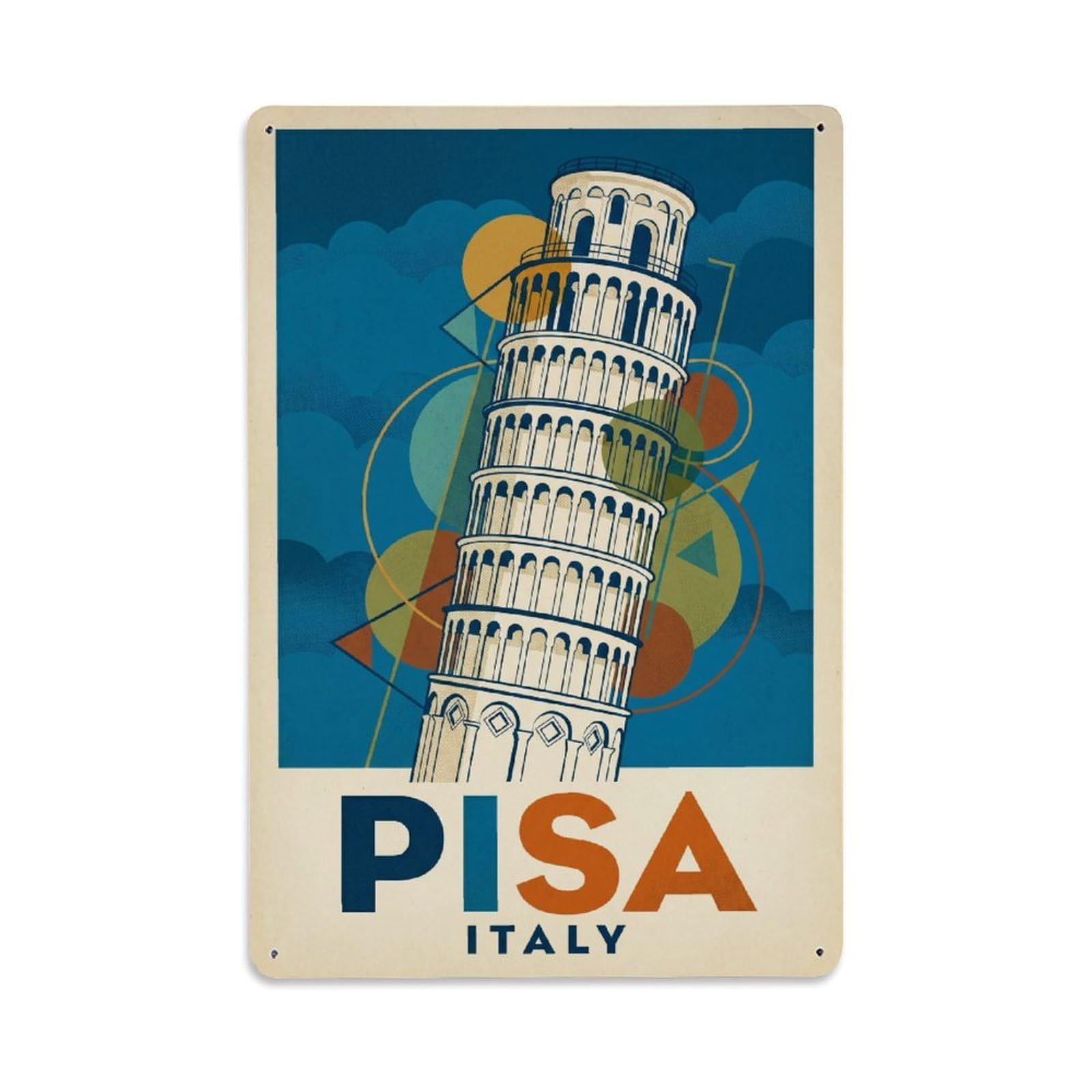 Vintage Italy Pisa Metal Tin Sign