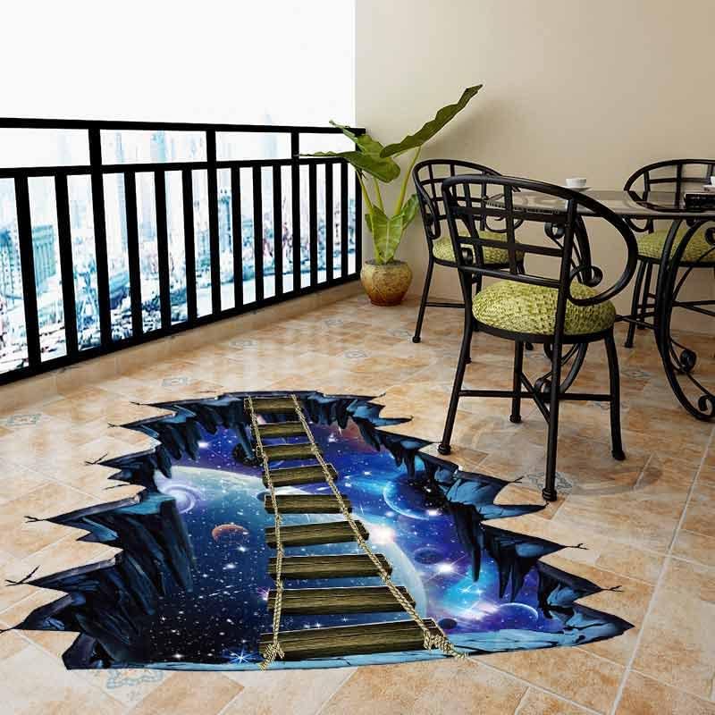 Miniatura 6 de Calcomanía de pared de Quanhaigou Puente de la Galaxia Azul, decoración 3D del espacio exterior para decoración del hogar, habitación de los niños,