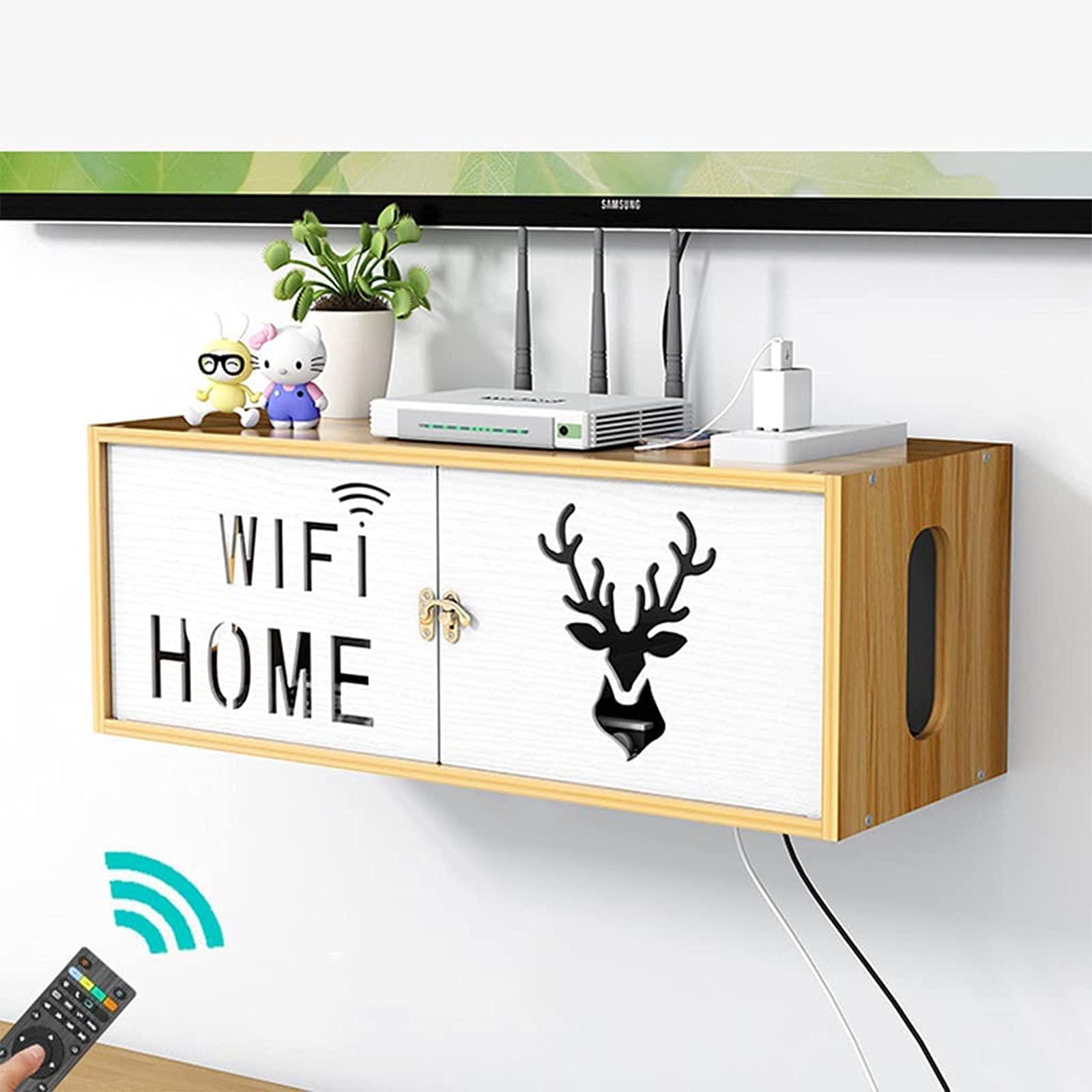 Montowane na ścianie pudełka do przechowywania routera Wifi Drewno, półka routera, ściana skrzynki wi-fi, ukryta skrzynka kablowa, duża skrzynka na kable na biurko, skrzynka do zarządzania