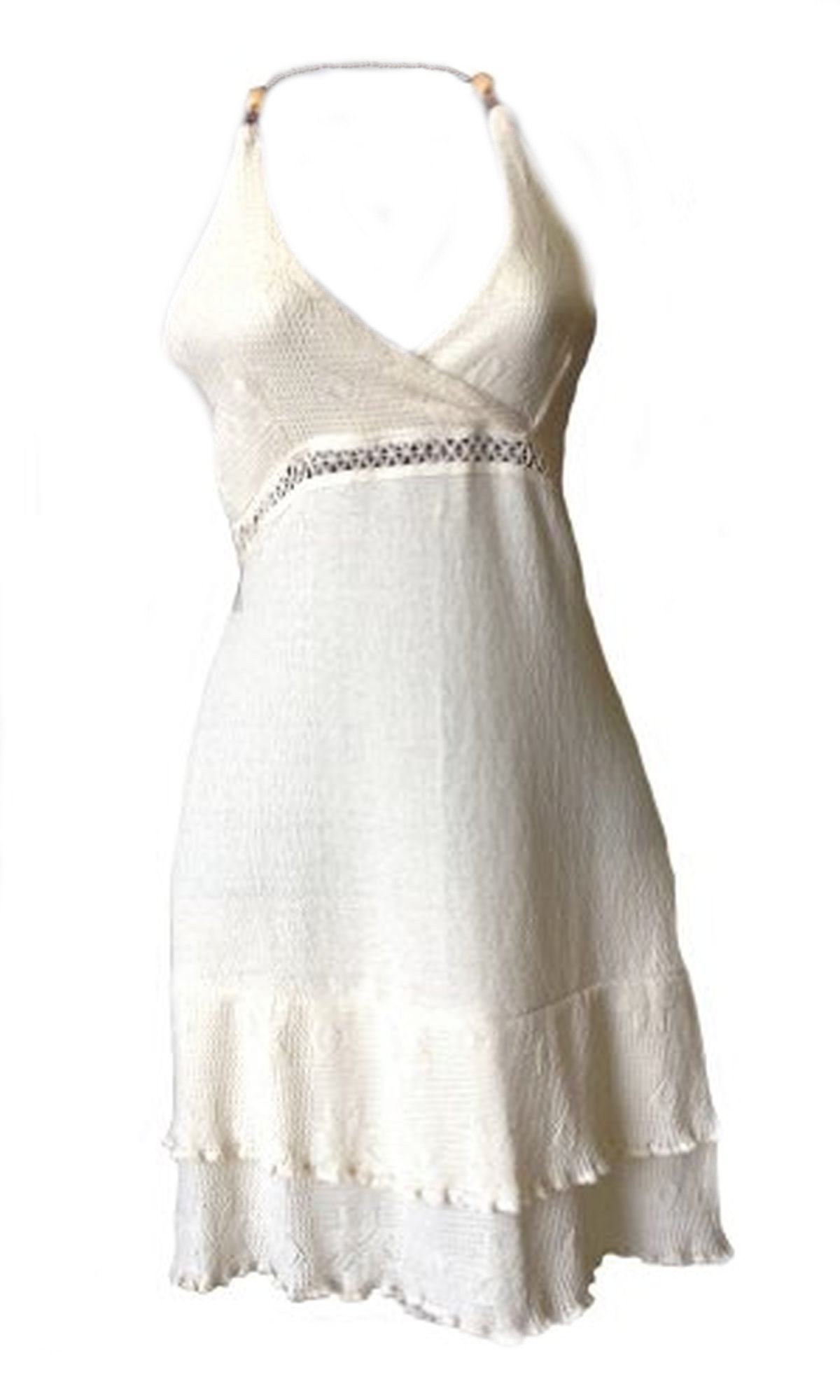 Vestido de verano para mujer, largo hasta la rodilla, 100 % algodón ecológico Pima, Blanco, 44